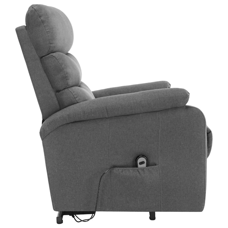 vidaXL Power Lift Massage Recliner Light Gray Fabric - 28.7 x 35.6 x 40.4