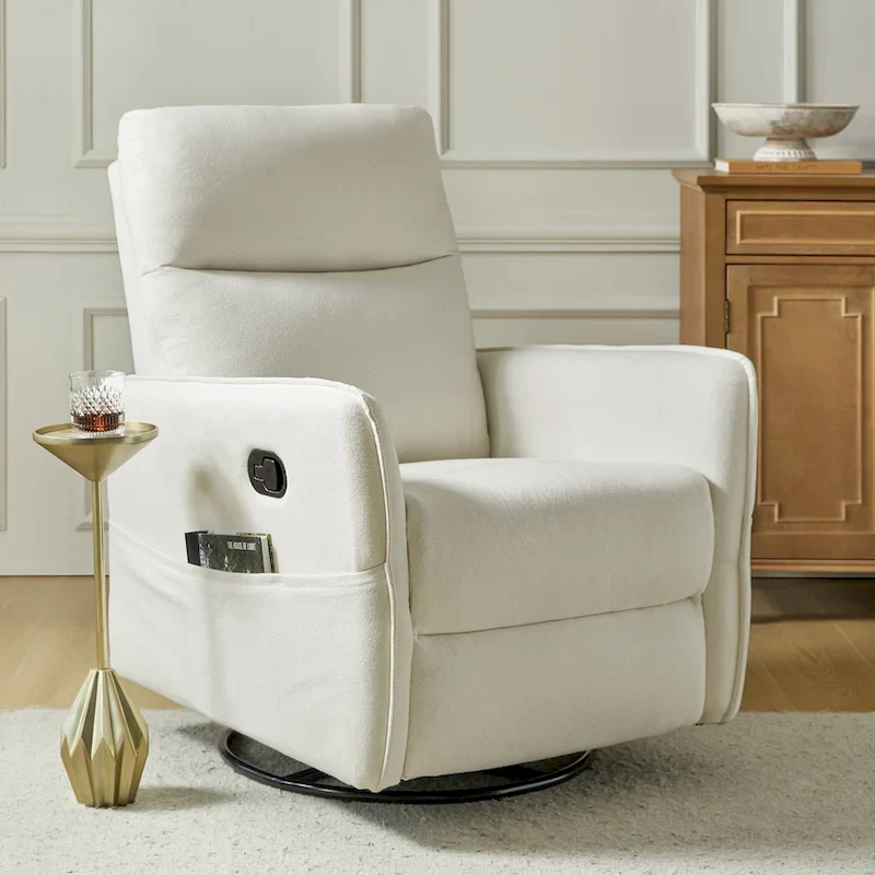 Curtis Rocker Swivel Recliner with Two Side Pockets by HULALA HOME