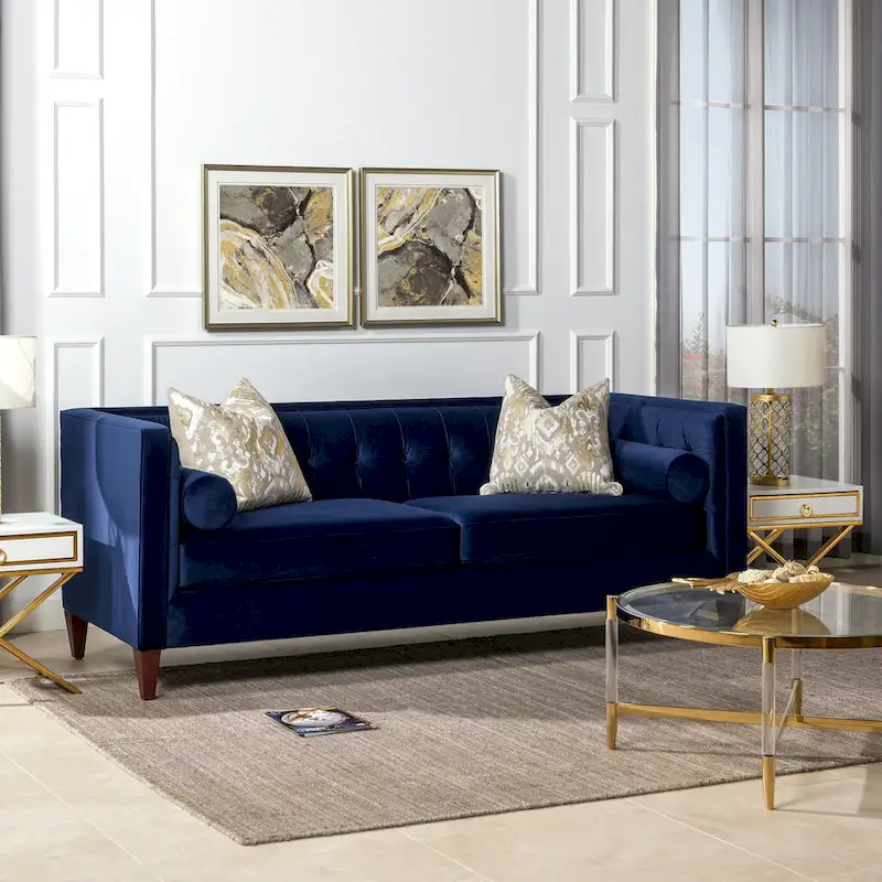 Jack 84 Mid-Century Modern Tuxedo Sofa with Bolster Pillows