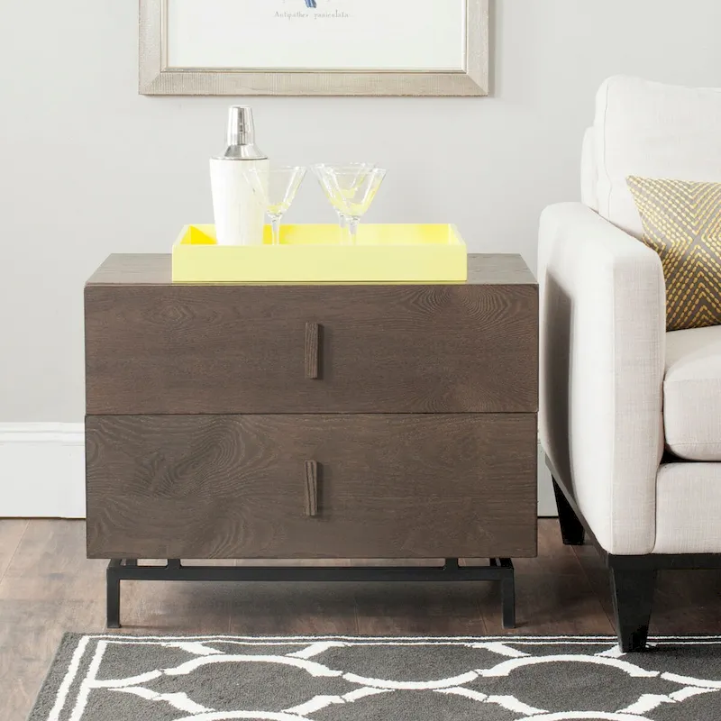 SAFAVIEH Shirleyann Dark Brown/ Black Storage Cabinet - 27.5 x 17.6 x 21.6 - 28Wx18Dx22H