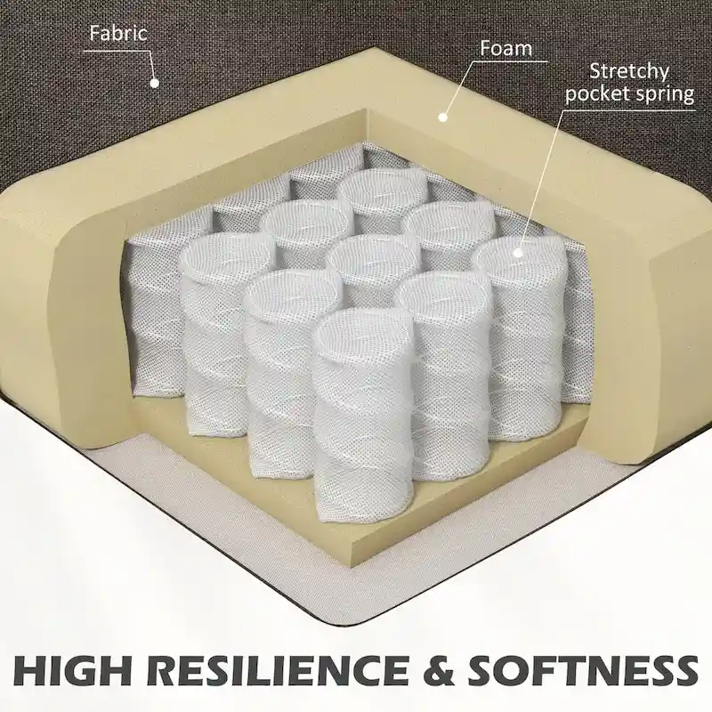 HOMCOM 61 Loveseat Sofa, Mid Century Modern 2 Seater Small Couch with Nailhead Trim, Rolled Arm, Fabric Upholstered Love Seat