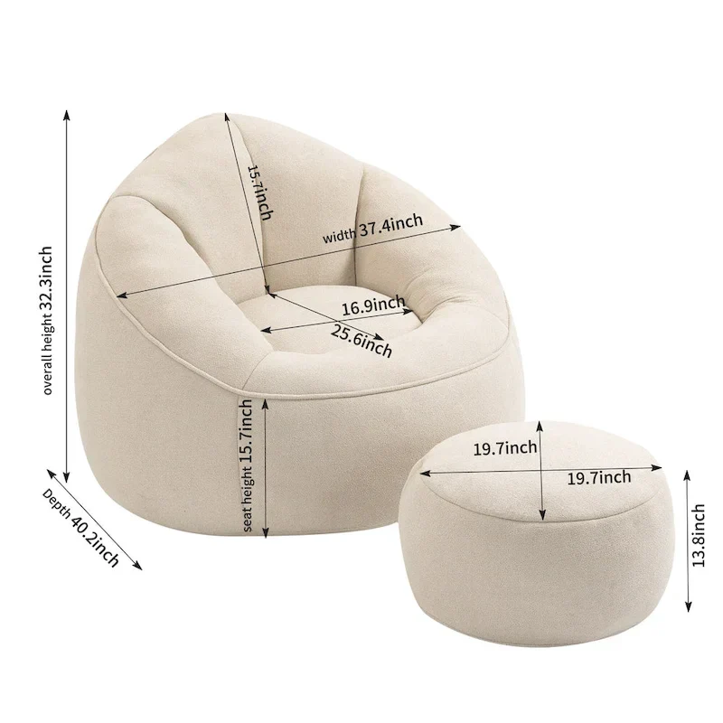 Bedding Bean Bag Sofa Chair With Footrest