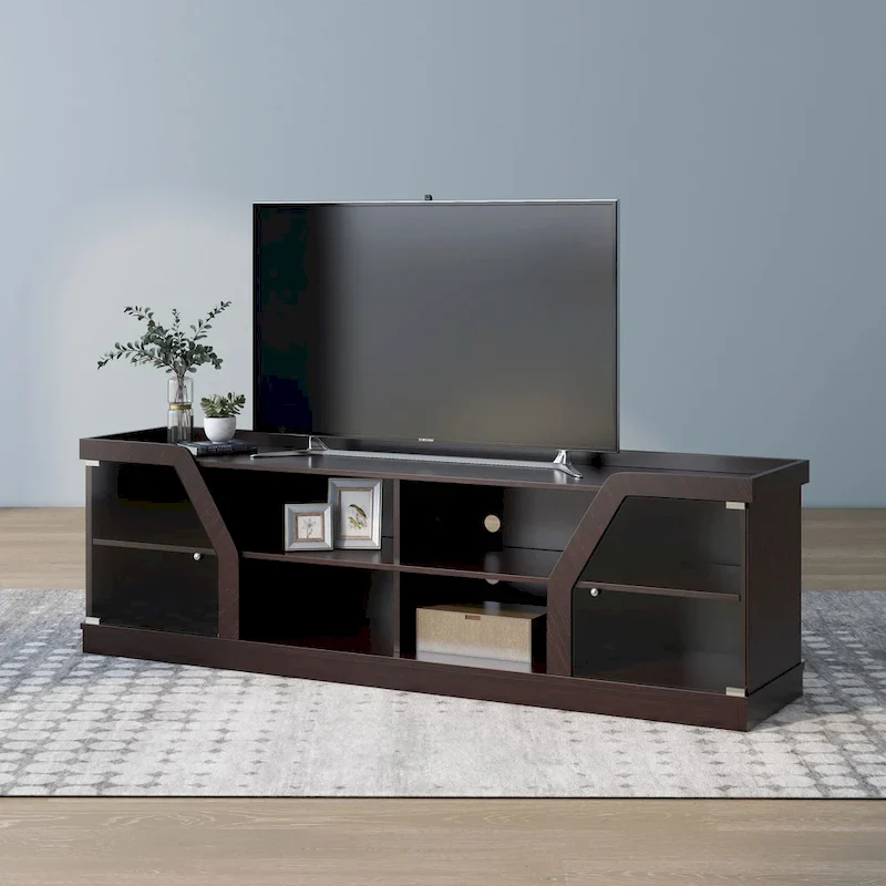 DH BASIC Modern Espresso 71   Wide Entertainment Center by Denhour