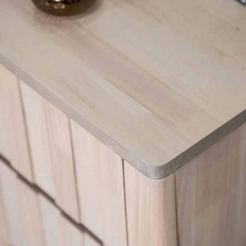 Mid-Century Modern Off-White Solid Wood 6-Drawer Double Dresser