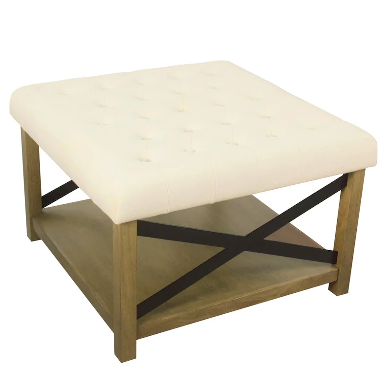 HomePop Tufted Top square cocktail Ottoman