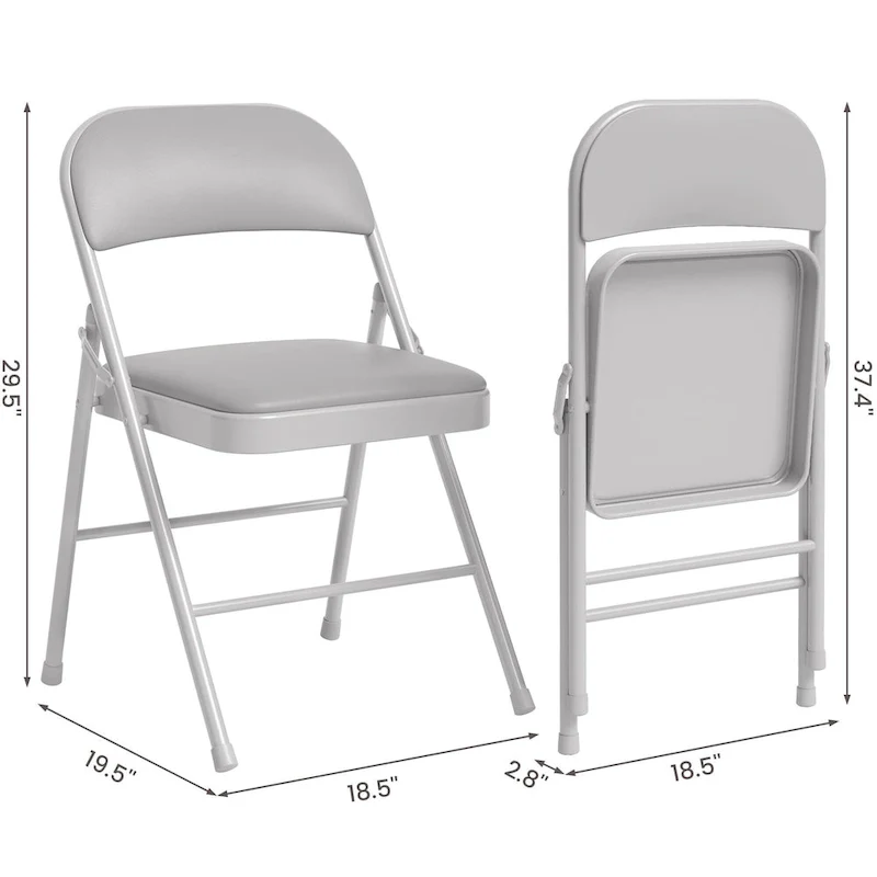 Folding Chairs 2/4 Pack With Padded Cushion and Back