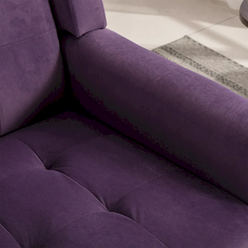 Velvet Upholstered Accent Chair Modern Living Room Lounge Arm Chairs with Ergonomic Backrest Chair