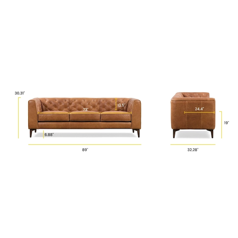 Poly & Bark Essex 89 Sofa - Full Grain Genuine Italian Leather