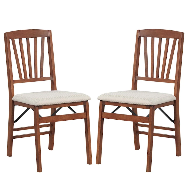 Costway 2/4 Set Kitchen Chairs with Rubber Wood Frame Upholstered Seat