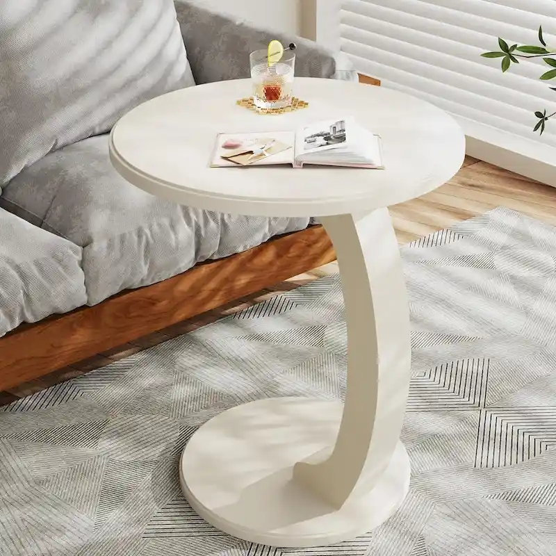 Wooden C-Shaped End Table