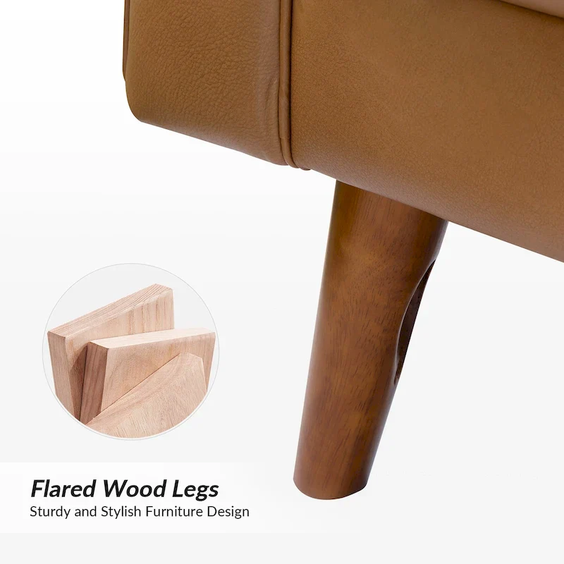 Mid-century Genuine Leather Arm Chair