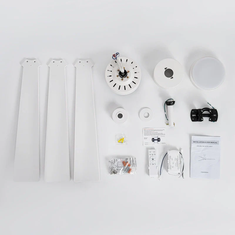 52 Inch Gold/Black/White 3-Blade LED Ceiling Fan with Light and Remote