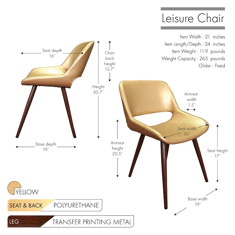 Langa Faux Leather Mid-Century Dining Chair with Metal Legs