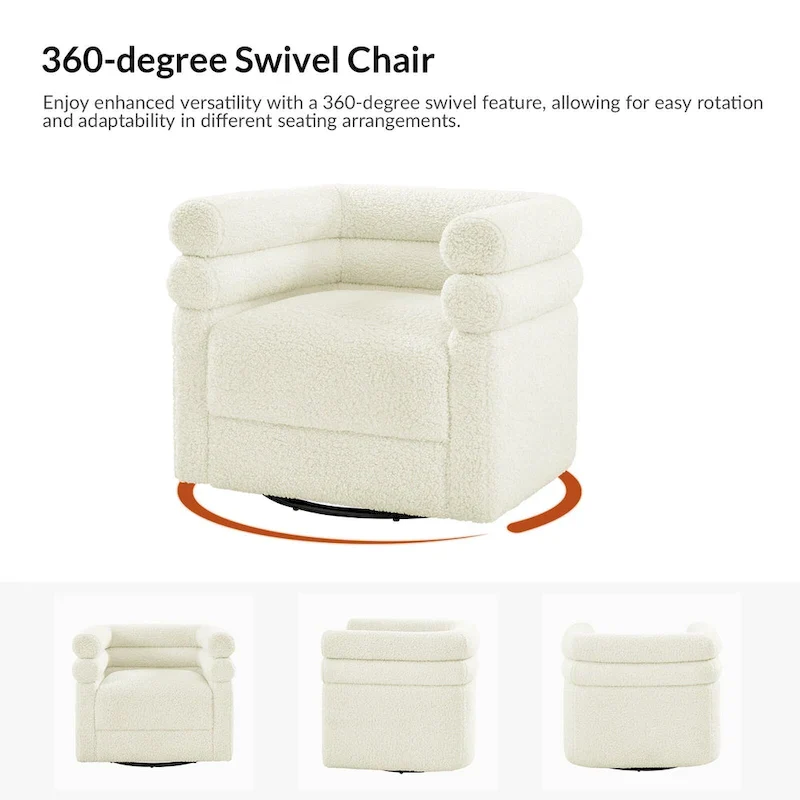 Rosa Modern Boucle Swivel Chair with Pillow Set of 2 by HULALA HOME