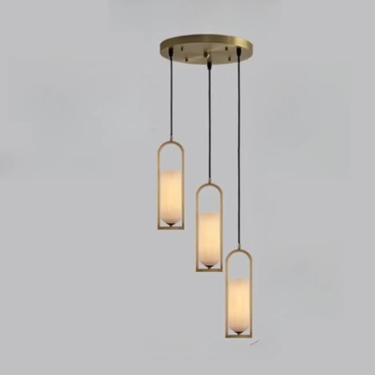 Exquisite Cylinder Gold Alabaster Hanging Pendant Light