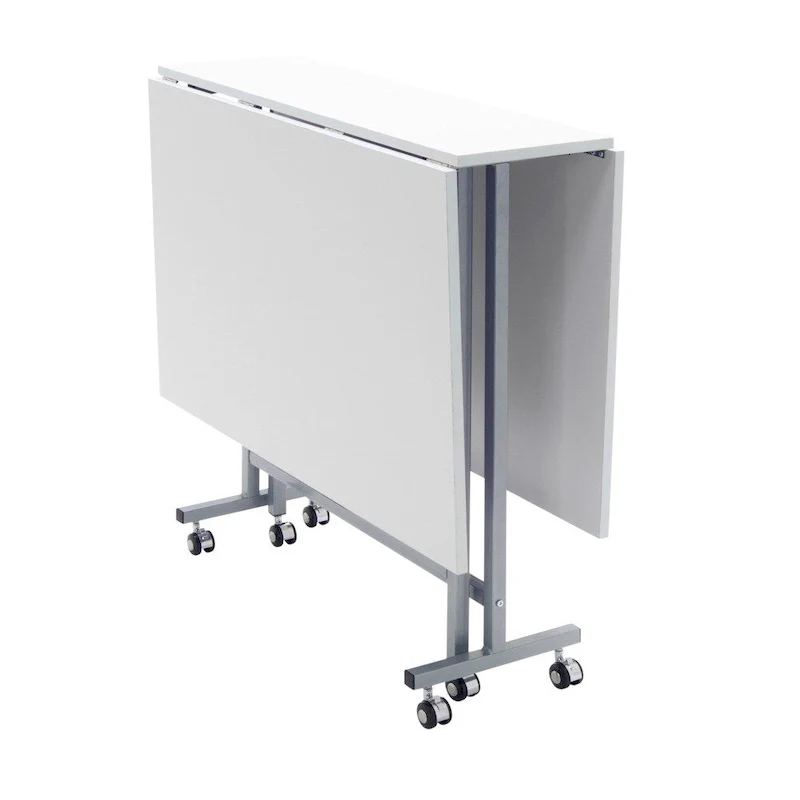 White / Silver Folding Craft and Cutting Table with 6 Casters – Single User