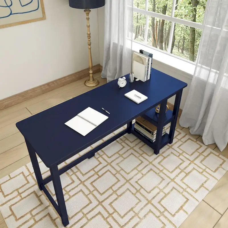 Computer Desk with Bookshelves - Wood Finish