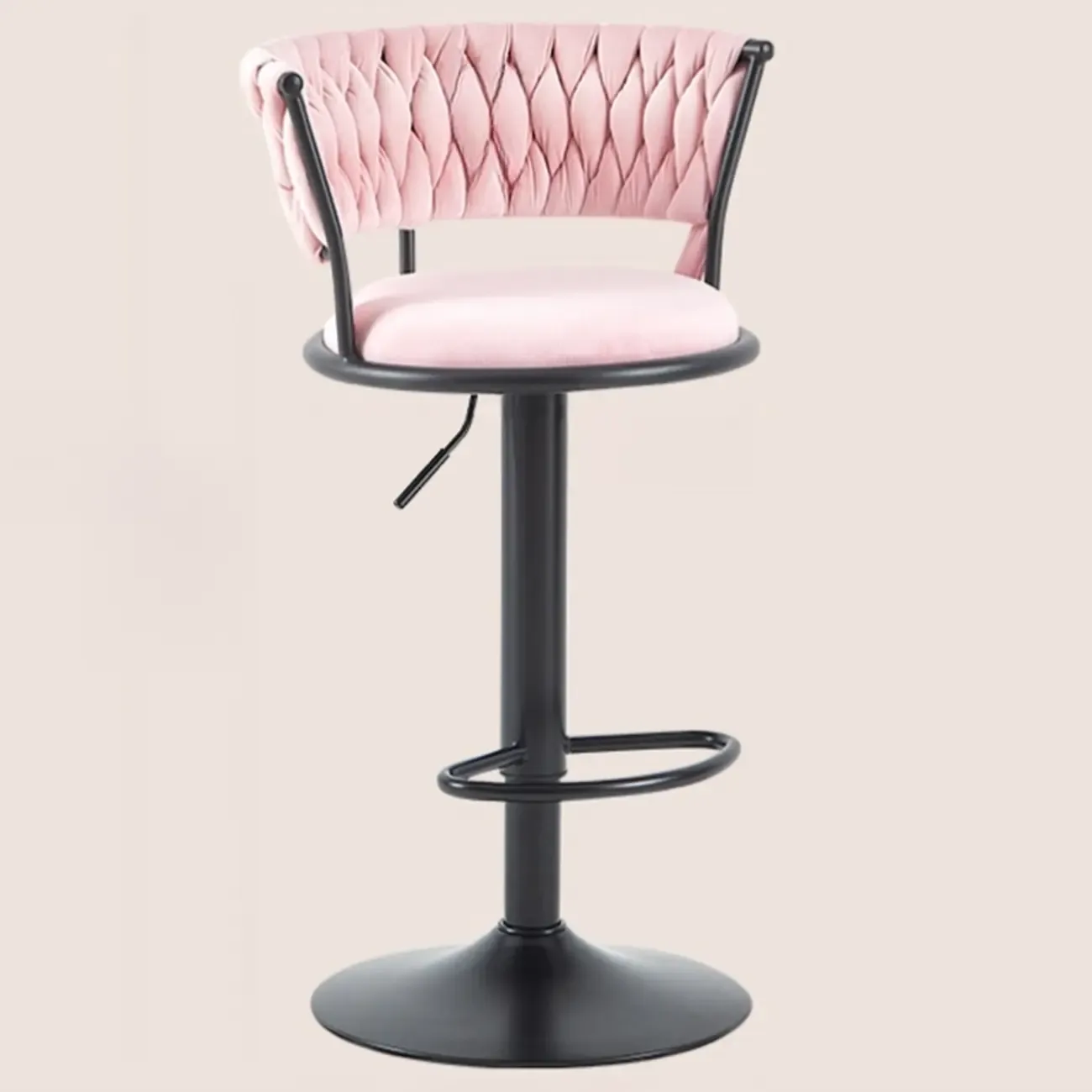 Adjustable Flannel Curved Back Bar Stools with Gold Base