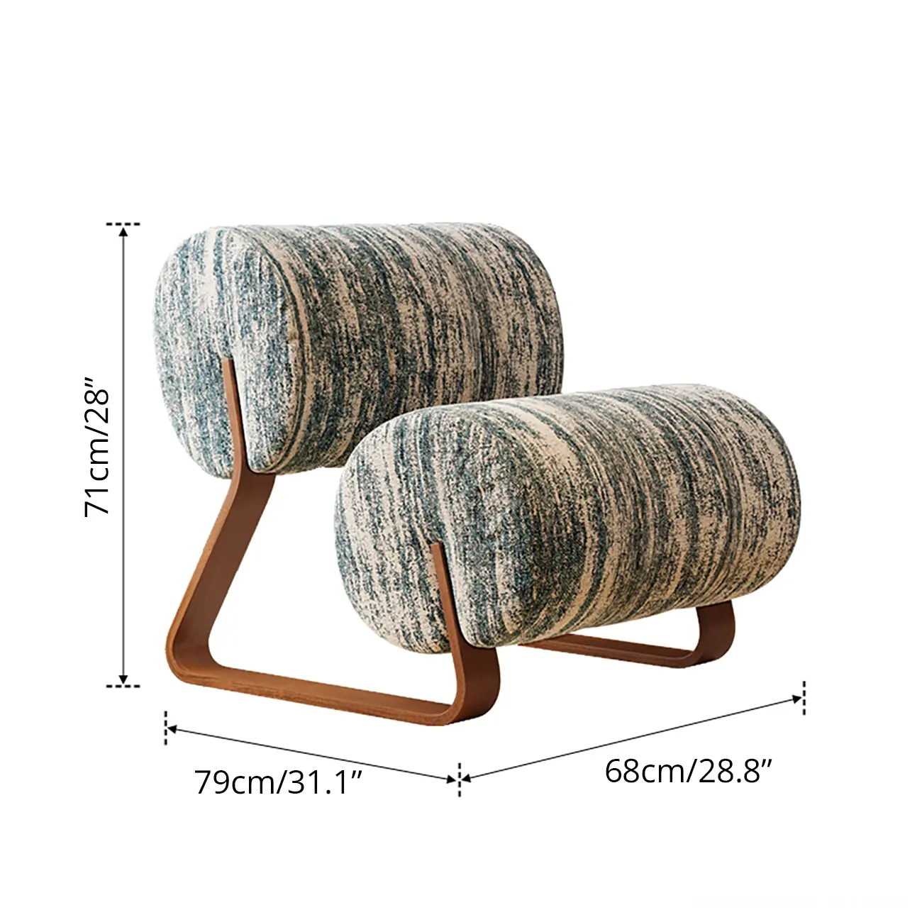 Mid-Century Modern Sherpa Armless Accent Chair with Metal Base