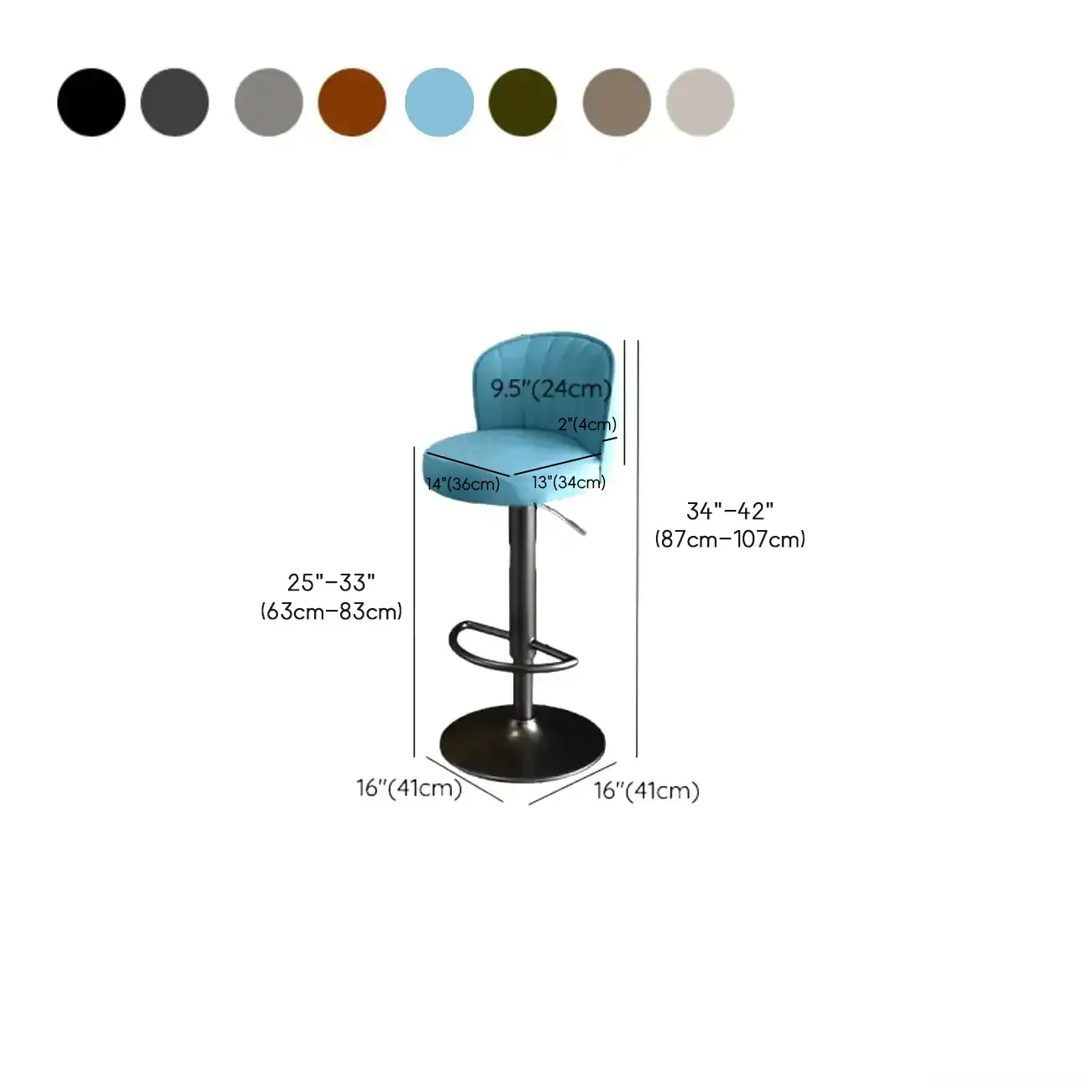 Modern Leather Adjustable Swivel Bar Stools with Back