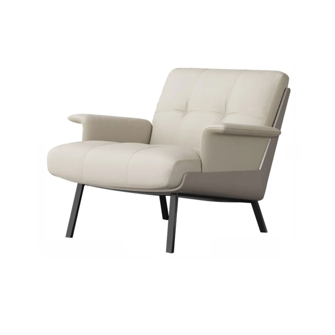 Modern Tufted Microfiber Leather Accent Chair with Arms