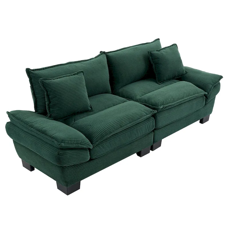 65.5 Upholstered 3-Seater Sofa Couch with Two Pillows and Sturdy Construction
