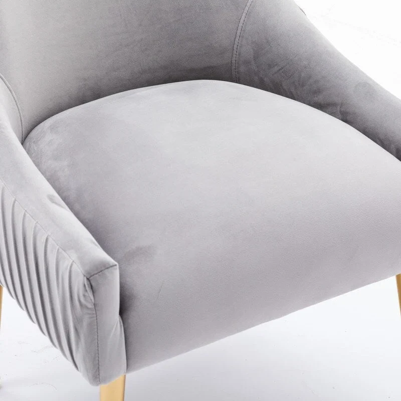 Mid Century Velvet Accent Dining Chair Set of 2 with Rear Handle