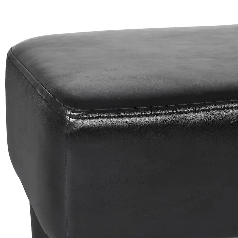 Adeco Small Rectangle Footstool PU Leather Ottoman Footrest Modern