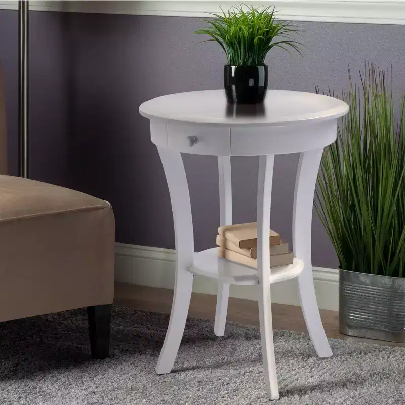 Sasha Round Accent Table - White - Winsome