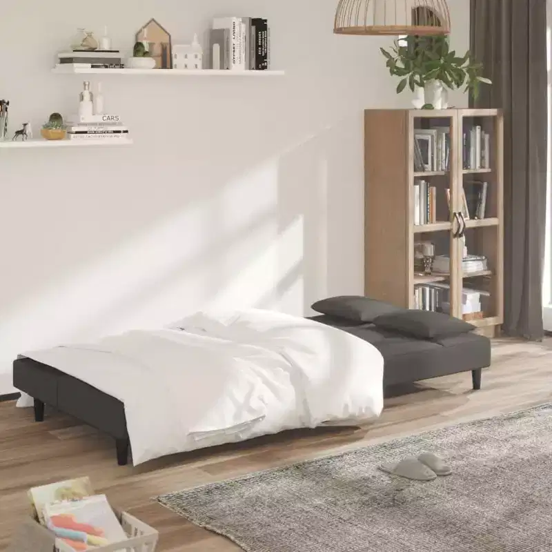 vidaXL 2-Seater Sofa Bed with Two Pillows Black Velvet
