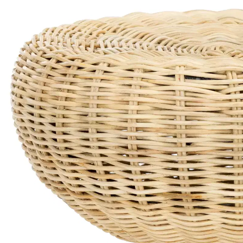 Natural Rattan Round Stool, Bohemian Style, 1 Seat