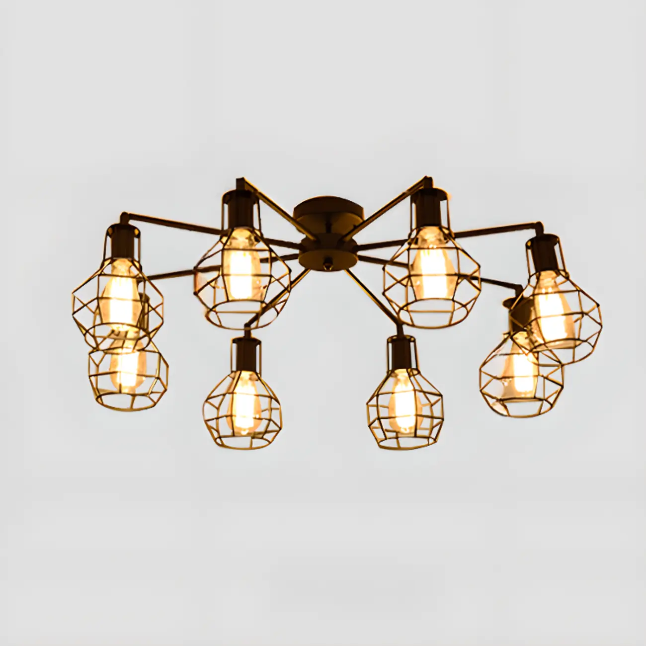 Industrial Black Metal Star Shape Semi Flush Ceiling Light