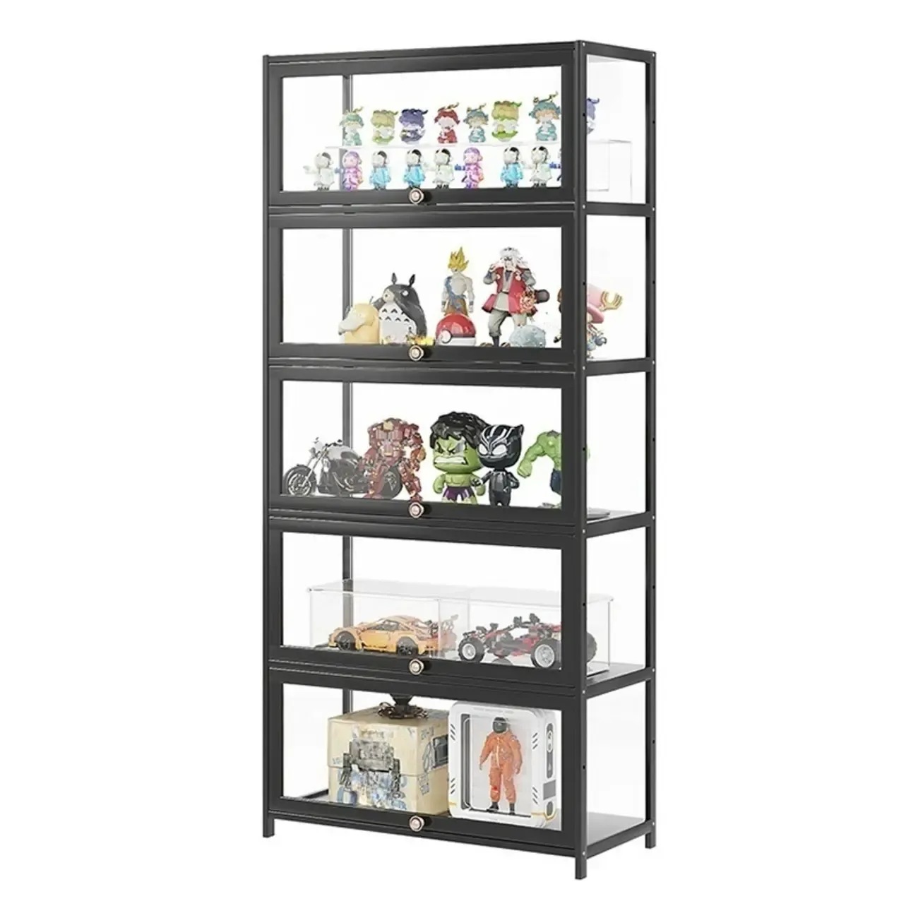Simple Flip-up Black Clear Glass Cabinet