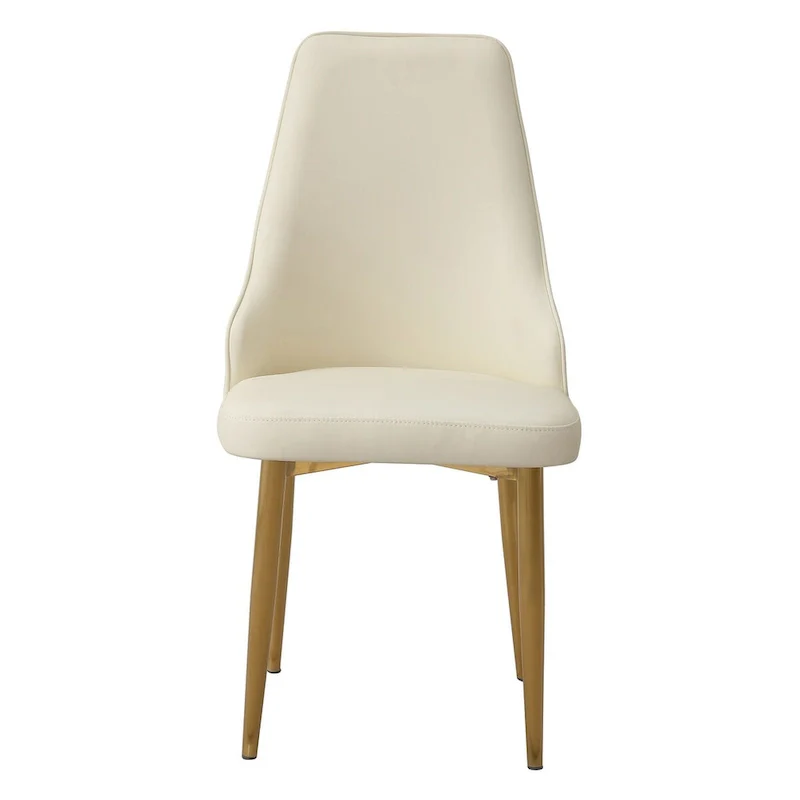 White PU Leather Dining Chairs - 2-Piece Set Metal Legs