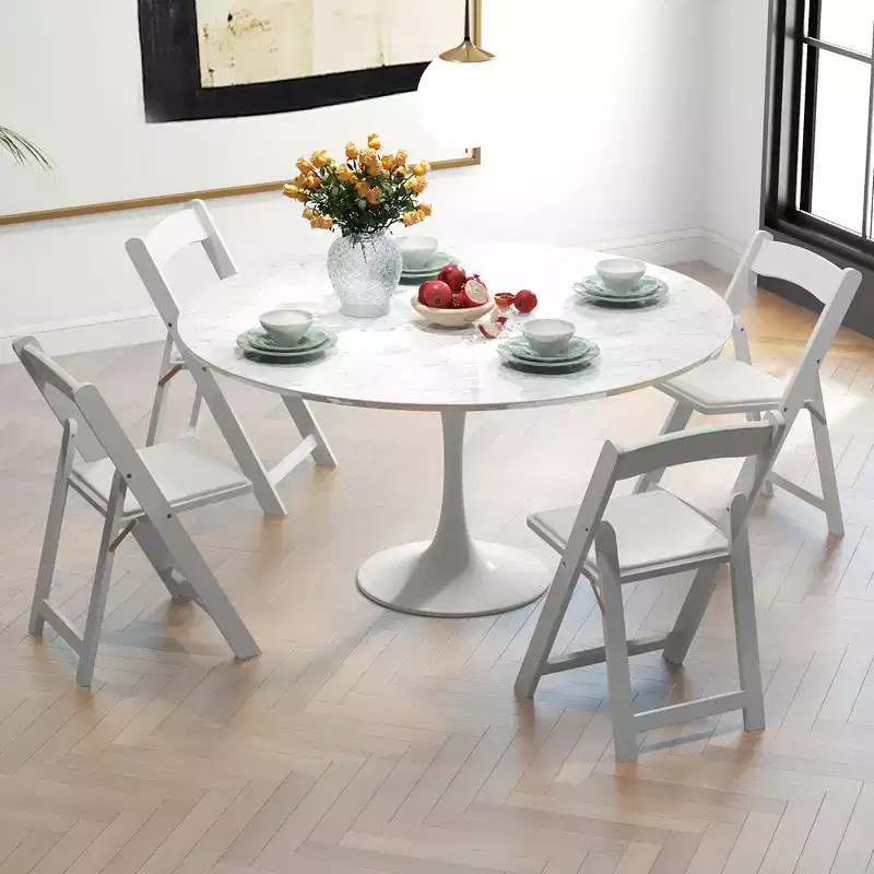 Costway Set of 16 Dining Chairs w/ Rubber Wood Legs & Padded Seat for Home Office Events White