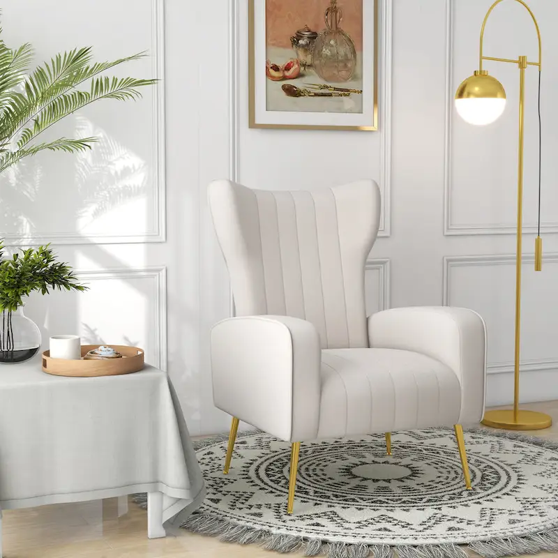 Upholstered Wingback Accent Chair - 26.4 W x 37.8 H x 32.6 D