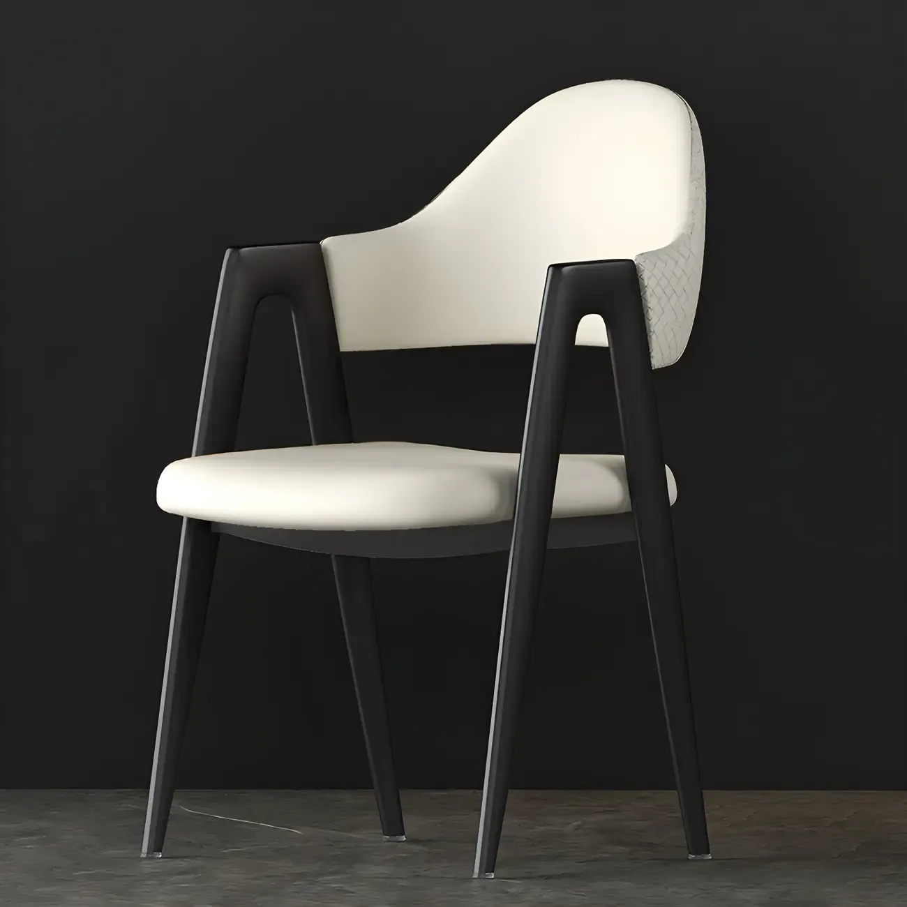 Modern Leather Curved Open Back Arm Dining Chair