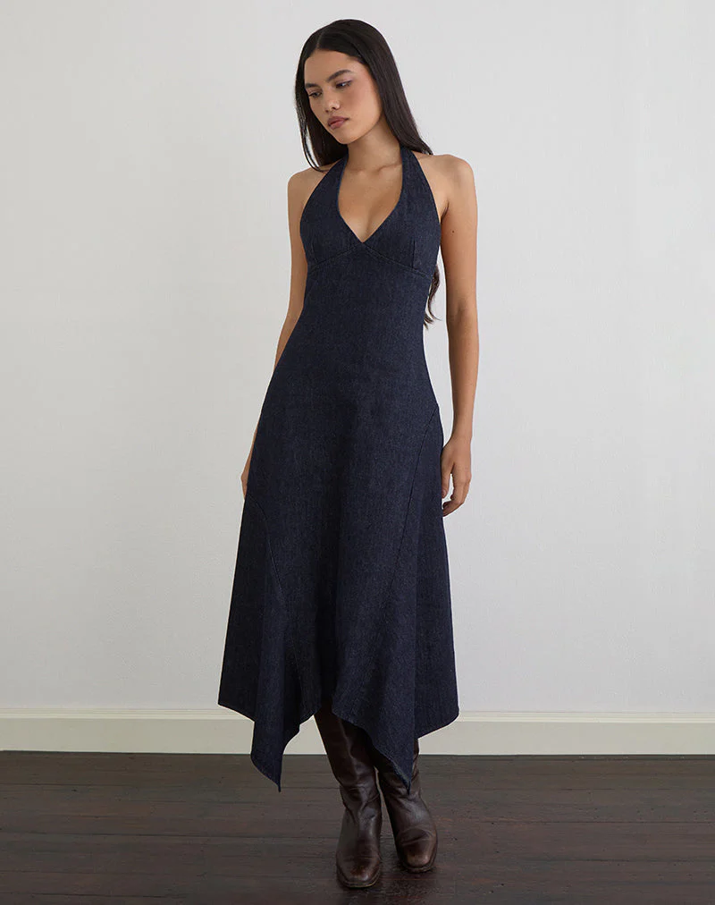 Comari Midi Dress in Chambray Indigo