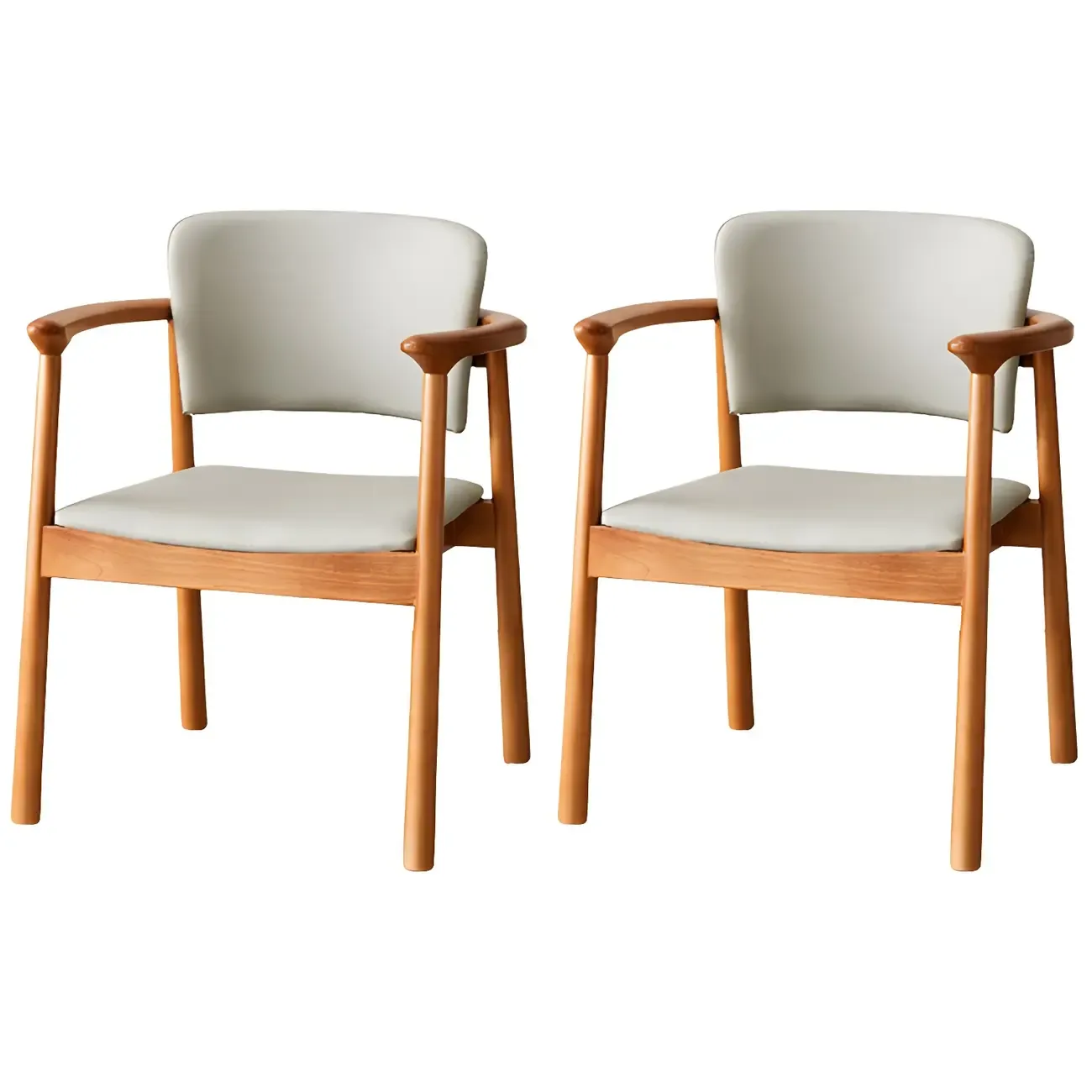 Modern Upholstered Rubberwood Arm Dining Chair Set of 2