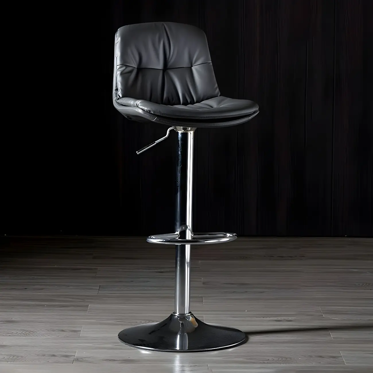 Adjustable Leather Low Back Swivel Bar Stool