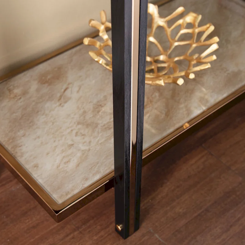 SEI Furniture Thornberry Transitional Champagne Metal Console Table