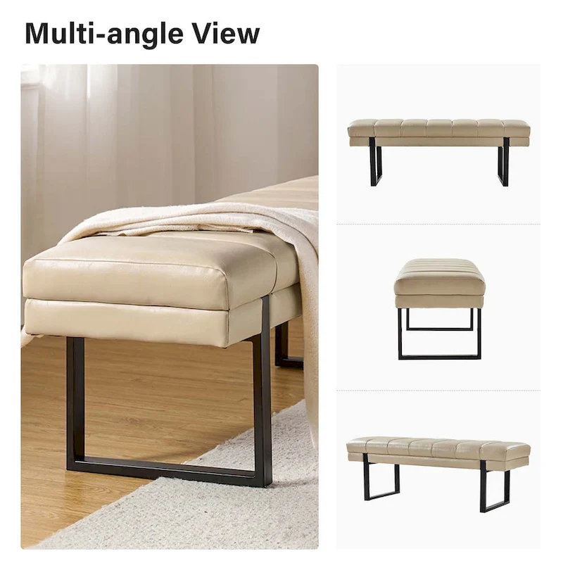 Laurens Modern 52.5 Channel Tufted Bench with Mental Legs by HULALA HOME