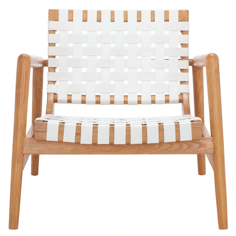 SAFAVIEH Vena Leather Woven Accent Chair - 30 W x 28 D x 28 H - 30Wx28Dx28H