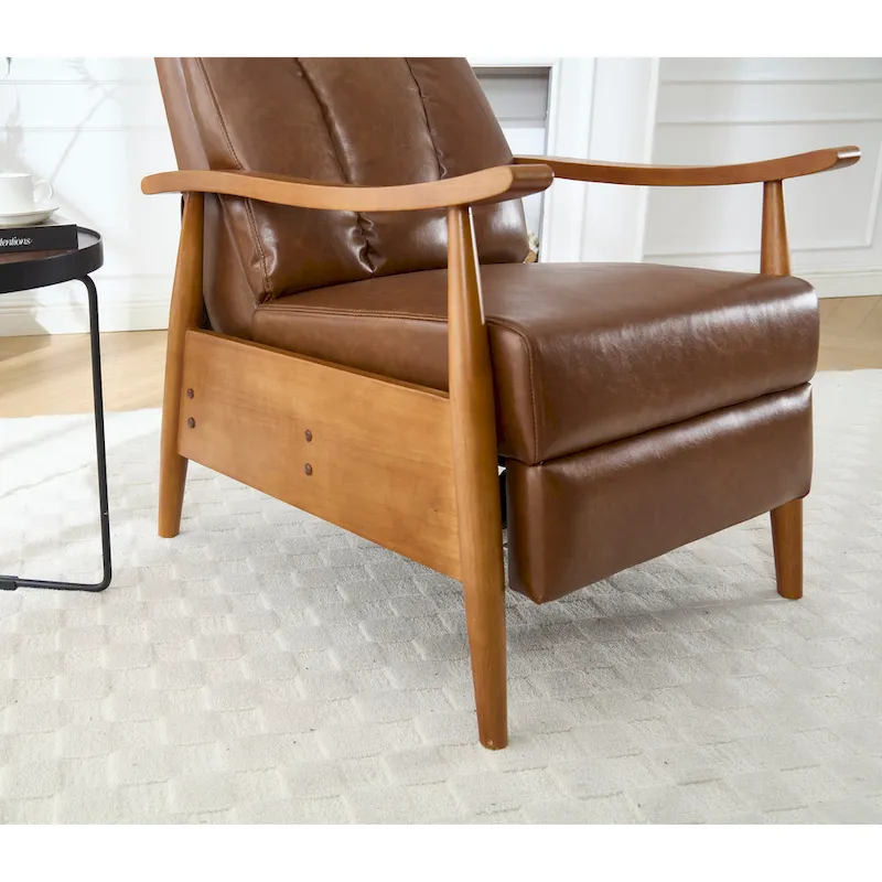 PU Leather Recliner Chair,Living Room Solid Wood Accent Chair