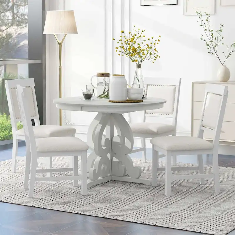 5-Piece Retro Functional Dining Set 1 Extendable Table