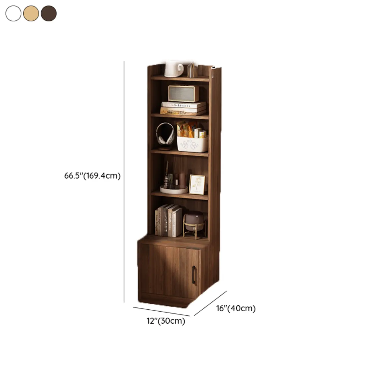 Multi-functional Wooden 5-Shelf Closed Back White Bookcase
