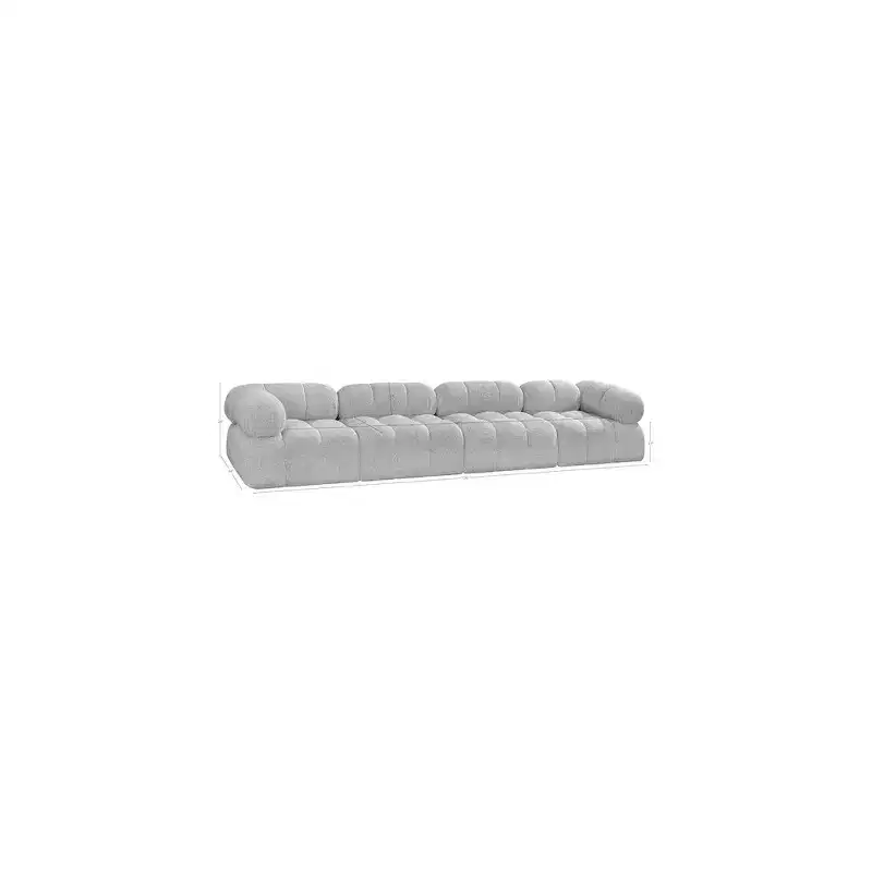 Gray Boucle Upholstered Modular Sofa, Seats 1