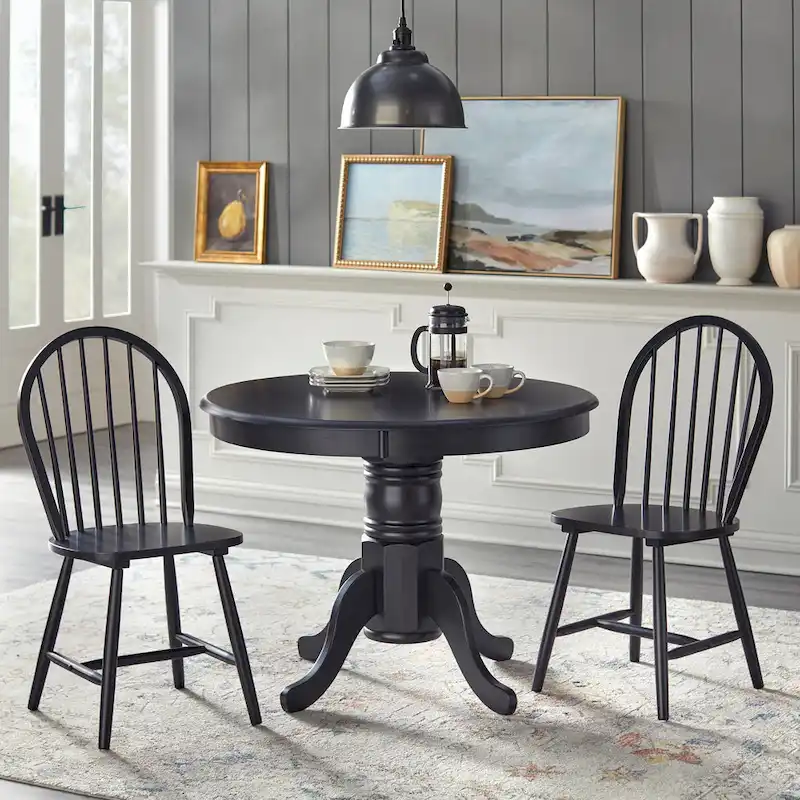 Matte Black Round Dining Table - 40