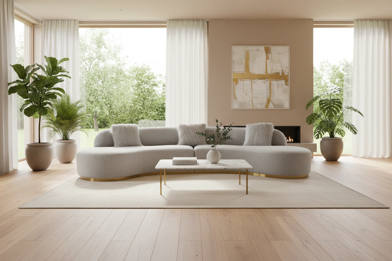 Curved Sofa with 3 Pillow Included