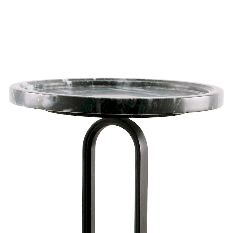 12  Grey Round Marble Metal Marble Pedestal End Table